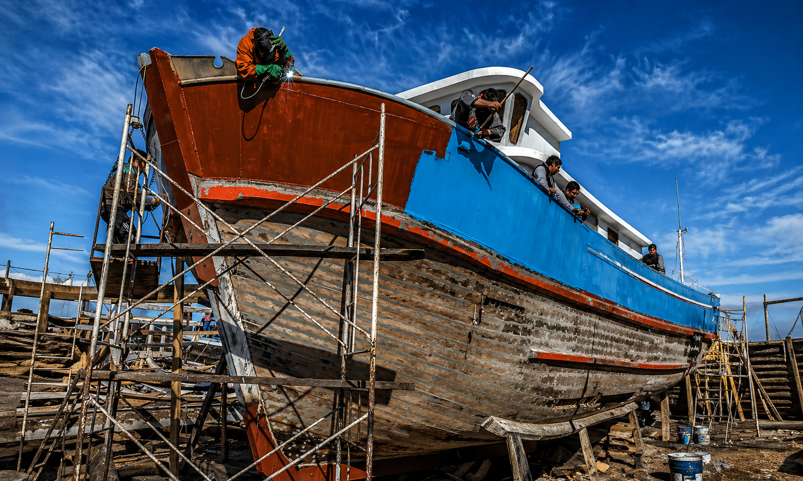 Trabajo de modificación y reparación naval