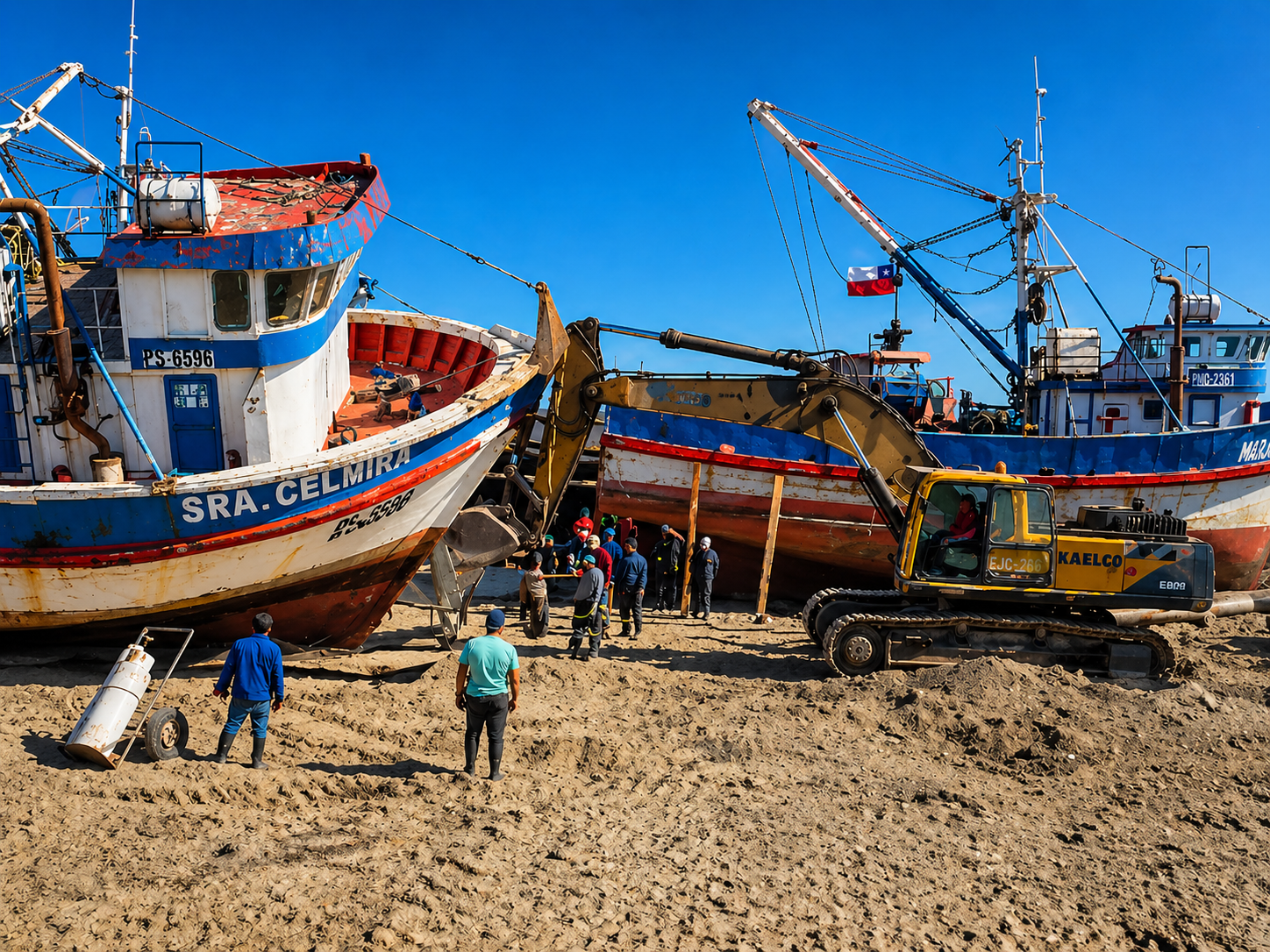 Embarcaciones en reparación en la ribera